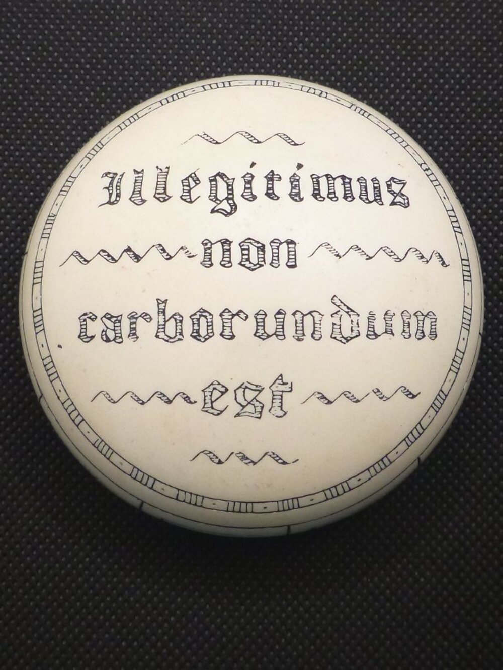 Vintage Faux Scrimshaw Resin Paperweight-"DONT LET THE BASTARDS GRIND YOU DOWN"
